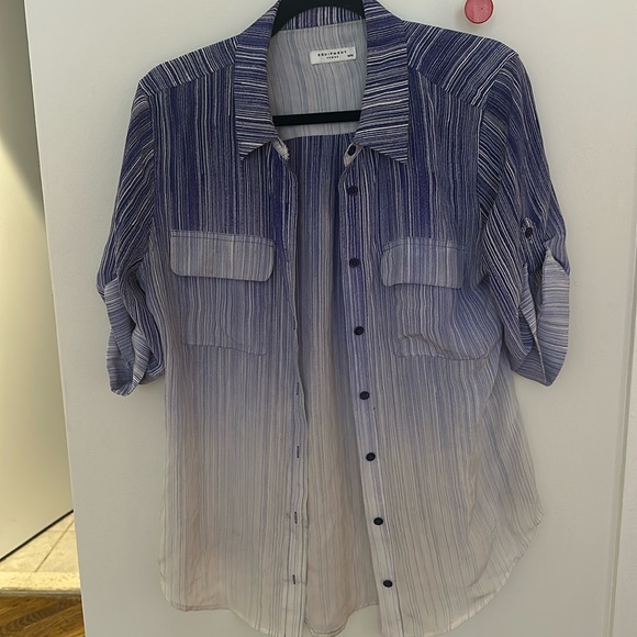 Equipment Tops - Equipment Short sleeve blouse blue and white striped blouse M NWOT